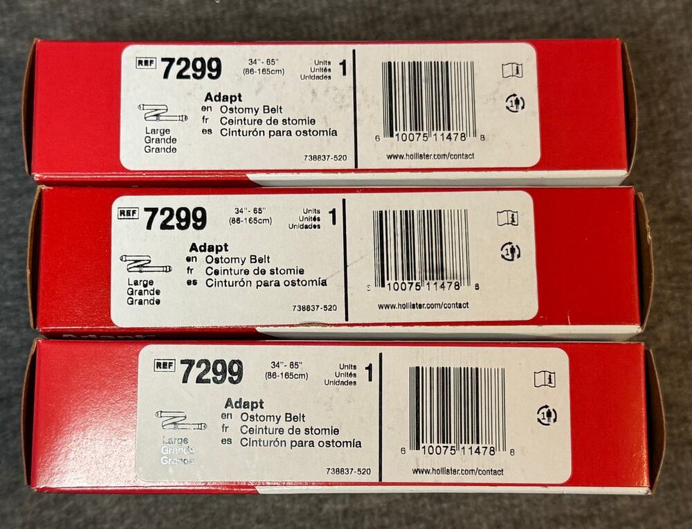 (6) Hollister Adapt #7299 Adjustable Ostomy Belt 34" x 65" Large - 6 Boxes